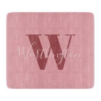 Girl Monogramm und Name Rosa rot Schneidebrett