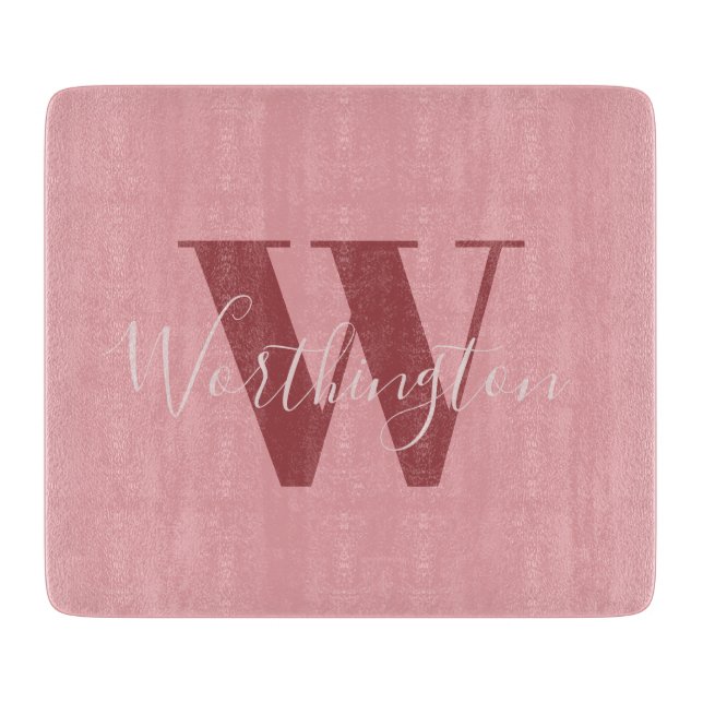 Girl Monogramm und Name Rosa rot Schneidebrett (Vorderseite)