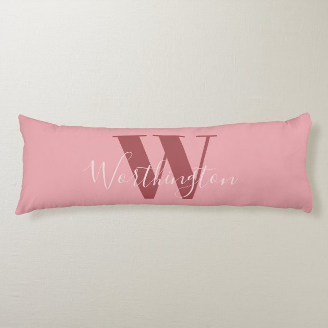 Girl Monogramm und Name Rosa rot Seitenschläferkissen (Vorderseite)