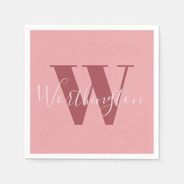 Girl Monogramm und Name Rosa rot Serviette (Vorderseite)