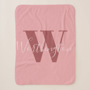 Girl Monogramm und Name Rosa rot Sherpadecke