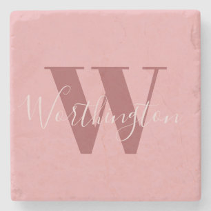 Girl Monogramm und Name Rosa rot Steinuntersetzer