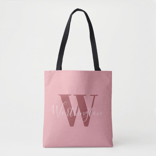Girl Monogramm und Name Rosa rot Tasche (Vorderseite)