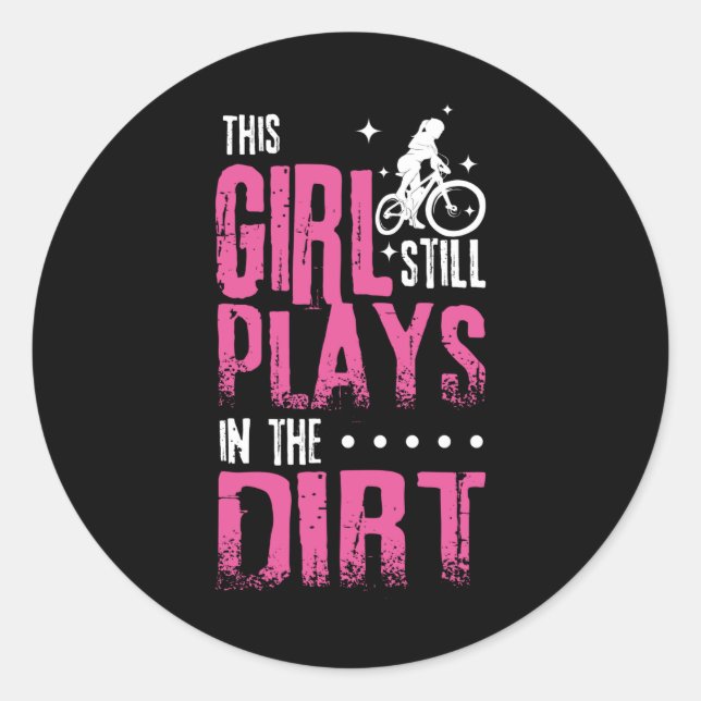 Girl Mountain Biker Downhill Runder Aufkleber (Vorderseite)