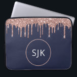 Girl Navy Blue Rose Gold Glitzer Tropfens Monogram Laptopschutzhülle<br><div class="desc">Girly Blush Pink - Rose Gold und Navy Blue Imitats Glitzer Tropfen und Sparkle Elegant Mit Monogramm Initials Case. Dieser Fall kann so angepasst werden,  dass er Ihren Anfangs- und Vornamen enthält.</div>