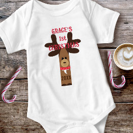 Girl Niedlich First Christmas Rentier Baby Bodysui Baby Strampler