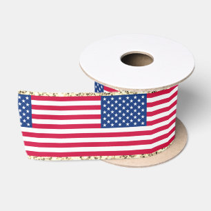 Girl Niedlich Fun Glitzer Patriotic American USA F Satinband