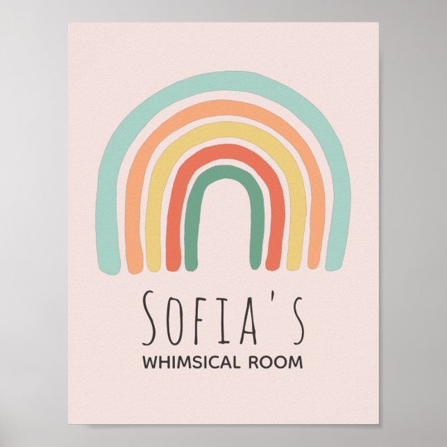 Girl Niedlich Pink Boho Rainbow Baby Kinderzimmer Poster (Vorne)