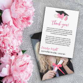 Girl Niedlich Pink Bows Foto Abschluss Dankeskarte