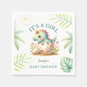 Girl Niedlich Pink Dinosaur Babydusche Serviette