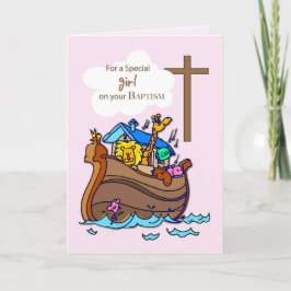 Girl Noahs Ark-Taufe, Niedliche Tiere Karte