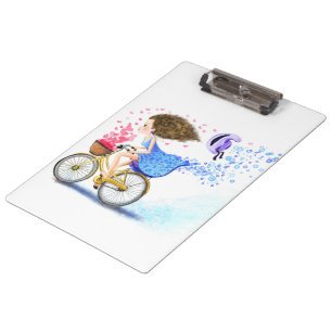 Girl on a Bike Clipboard Romantische Liebe Herz Klemmbrett