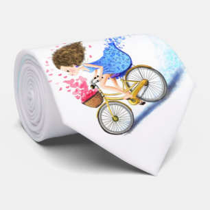 Girl on a Bike Neck Romantische Liebe Herz Krawatte