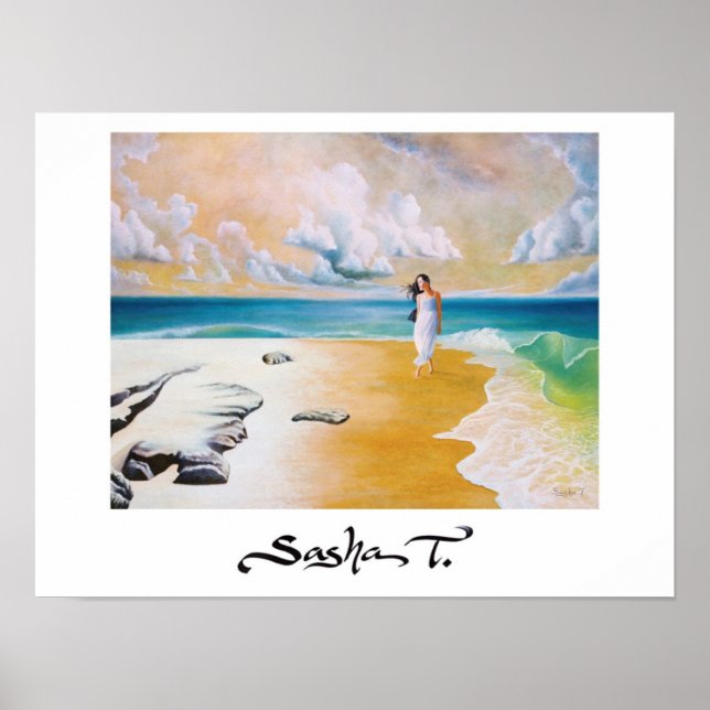 Girl on Beach Art Print Poster (Vorne)