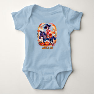 Girl on Horse Great Pumpkin Run Halloween Baby Strampler
