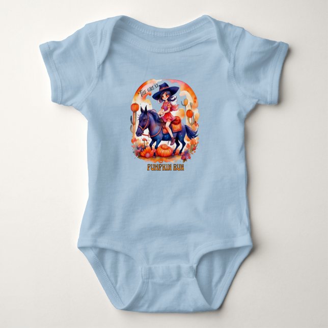 Girl on Horse Great Pumpkin Run Halloween Baby Strampler (Vorderseite)