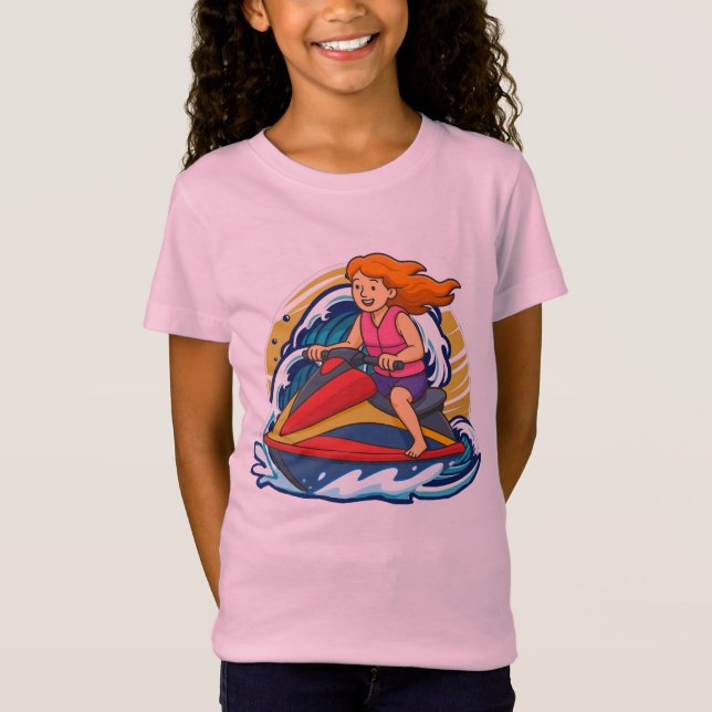 Girl on Jet Ski Adventure Design  T-Shirt (Vorderseite)