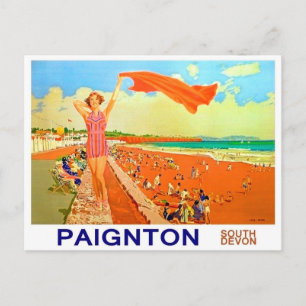 Girl on Paignton beach, South Devon, England Postkarte