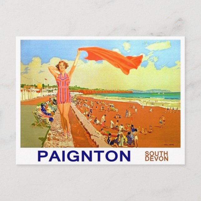 Girl on Paignton beach, South Devon, England Postkarte (Vorderseite)