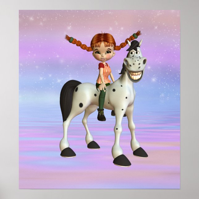 Girl on Pony Magical Fantasy Poster (Vorne)