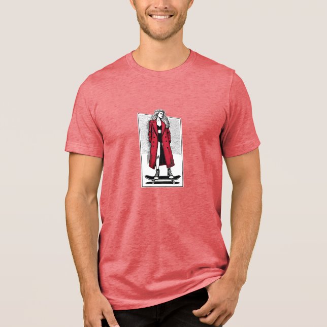 Girl on Skateboard Tri-Blend Shirt (Vorderseite)