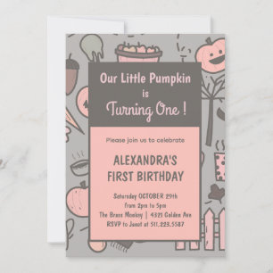 Girl Our Little Citrouille tourne une invitation