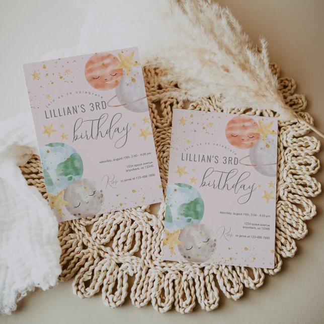 Girl Outer Space Geburtstagsparty Einladung (Von Creator hochgeladen)