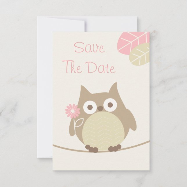 Girl Owl Babydusche Save the Date (Vorderseite)