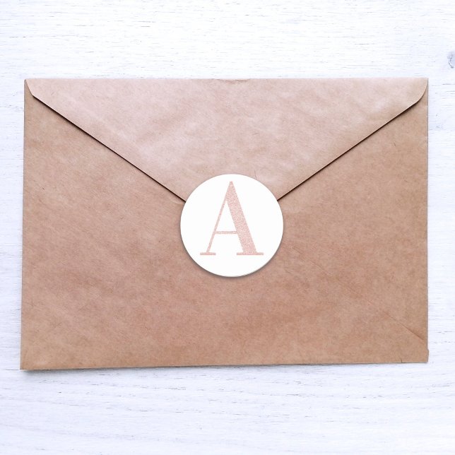 Girl Pale Rose Gold Glitzer Monogram A Runder Aufkleber (Letter A Monogram Sticker)