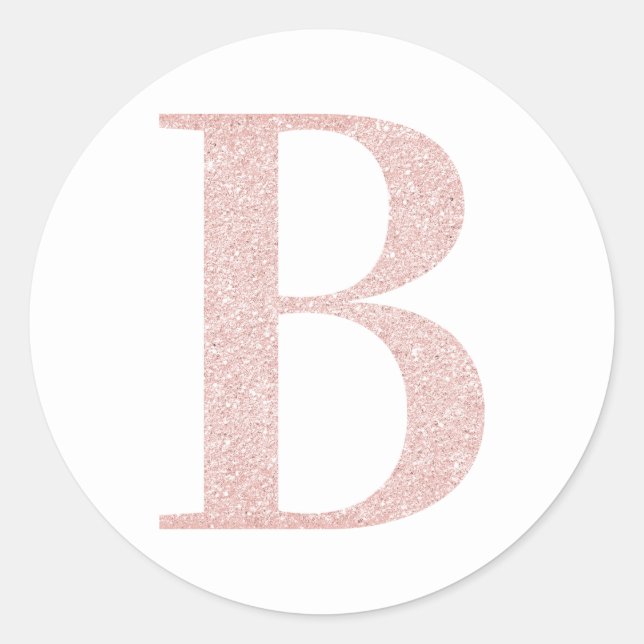 Girl Pale Rose Gold Glitzer Monogram B Runder Aufkleber (Vorderseite)
