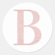 Girl Pale Rose Gold Glitzer Monogram B