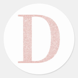 Girl Pale Rose Gold Glitzer Monogram D Runder Aufkleber