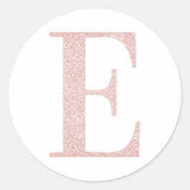 Girl Pale Rose Gold Glitzer Monogram E Runder Aufkleber