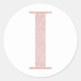 Girl Pale Rose Gold Glitzer Monogram I Runder Aufkleber