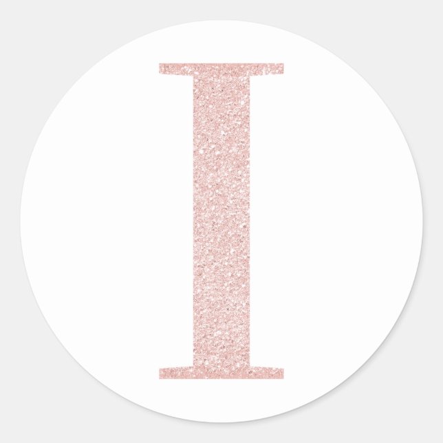 Girl Pale Rose Gold Glitzer Monogram I Runder Aufkleber (Vorderseite)