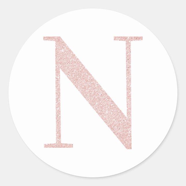 Girl Pale Rose Gold Glitzer Monogram N Runder Aufkleber (Vorderseite)