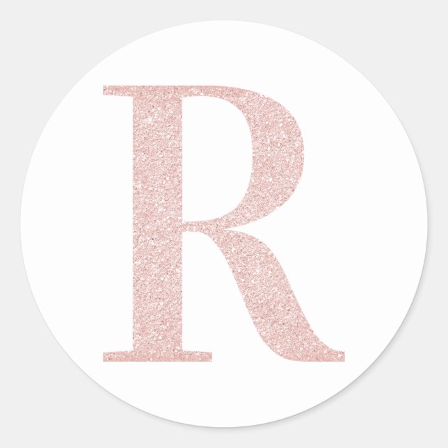 Girl Pale Rose Gold Glitzer Monogram R Runder Aufkleber (Vorderseite)