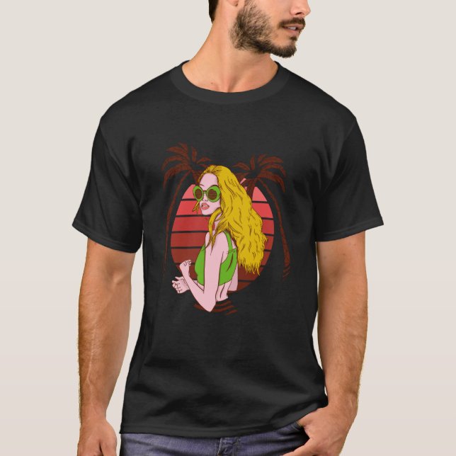 girl palms summer blonde T-Shirt (Vorderseite)