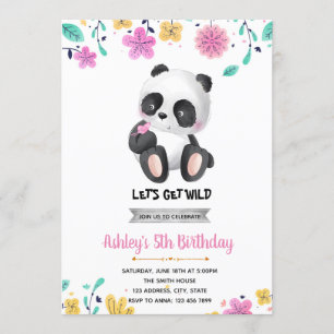 Girl Panda Geburtstagseinladung Einladung
