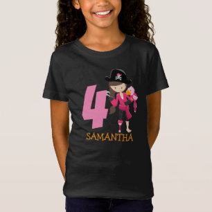 Girl Parrot 4e anniversaire fête pirate T-shirt