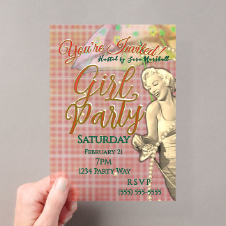 Girl Party Acrylic Invitation Acryleinladungen