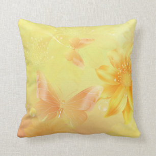 Girl Pastel Gelbes Abstraktes Blumenhintergrund Kissen