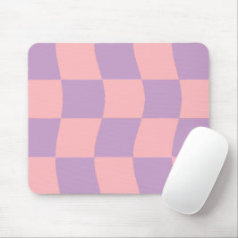 Girl Pastel Pink Lila Wavy Checkered Mousepad