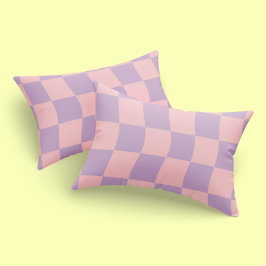 Girl Pastel Pink Lila Wavy Karo Muster Kissenbezug