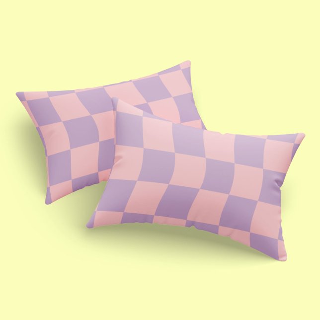 Girl Pastel Pink Lila Wavy Karo Muster Kissenbezug (Von Creator hochgeladen)