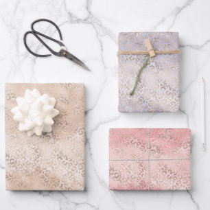 Girl Peach Glam Gold Leopard Druckwasser Geschenkpapier Set