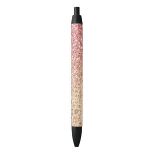 Girl Peach Gold Leopard Print Pink Glitzer Glitzy Kugelschreiber