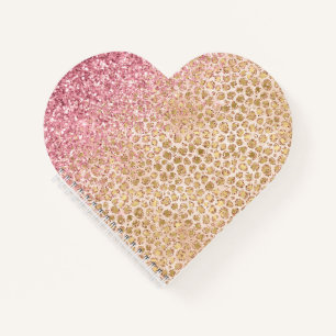 Girl Peach Gold Leopard Print Pink Glitzer Glitzy Notizbuch