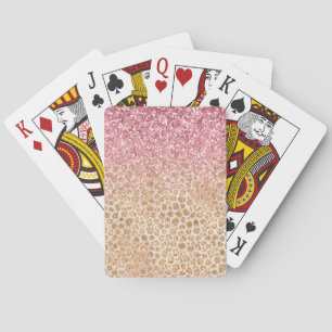 Girl Peach Gold Leopard Print Pink Glitzer Glitzy Spielkarten