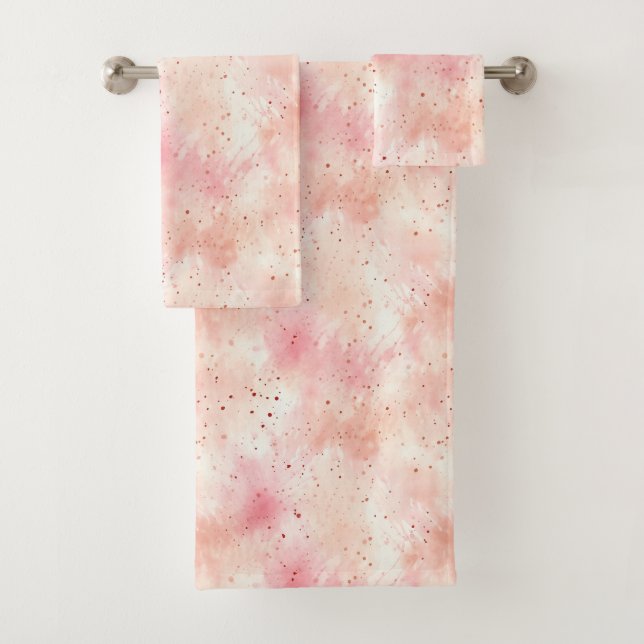 Girl Peach Pink Abstrakt Badhandtuch Set (Insitu)